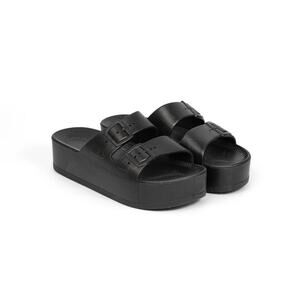 New Freedom Moses High Platform Slides in Black Women's Size 10-10.5